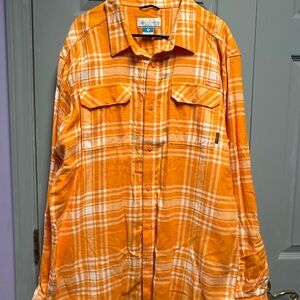 Columbia Orange UT Plaid Button-Up Shirt
